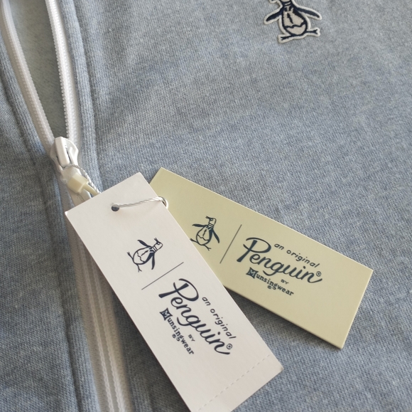 NWT Penguin Men's Large Grey and Navy Zip jacket Size L - Picture 3 of 7
